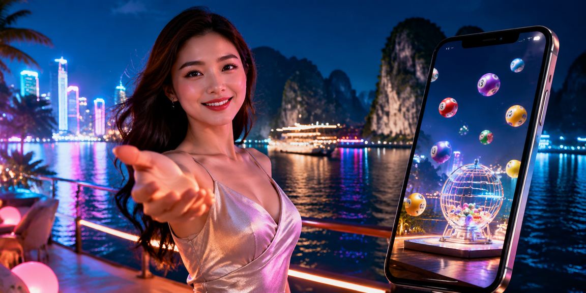 Ánh đèn neon rực rỡ tại Vịnh Hạ Long khi người chơi thưởng thức giải trí buổi tối