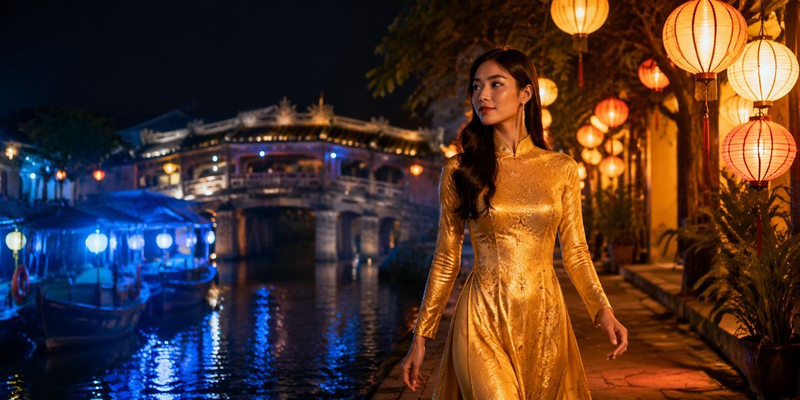 Không gian casino sang trọng tại Hội An với trang phục áo dài truyền thống