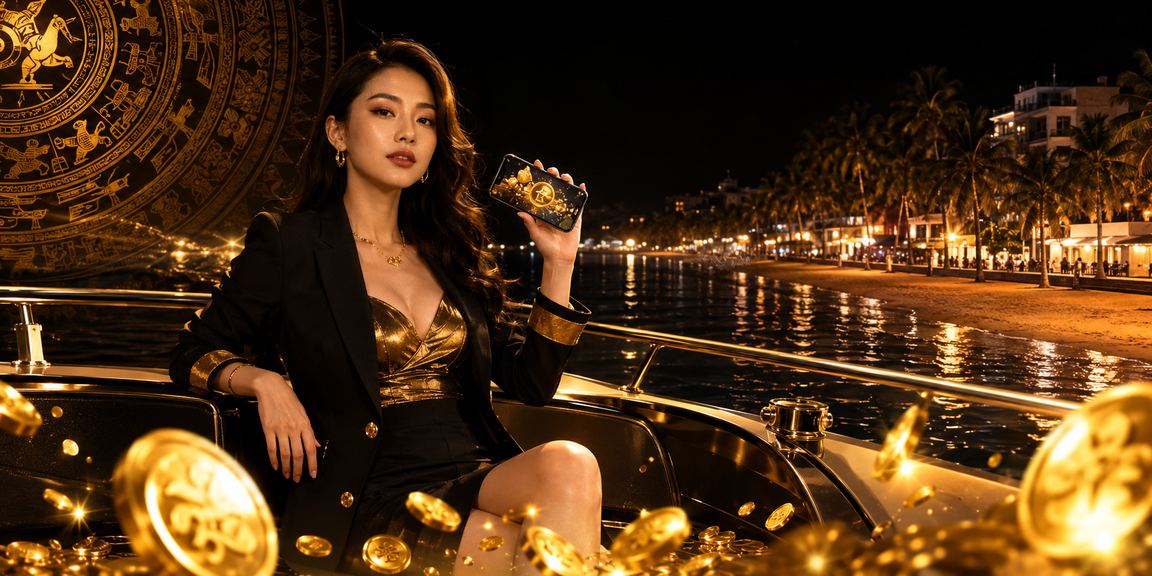 Người chơi game bắn cá trực tuyến tại bãi biển Mũi Né dưới ánh hoàng hôn